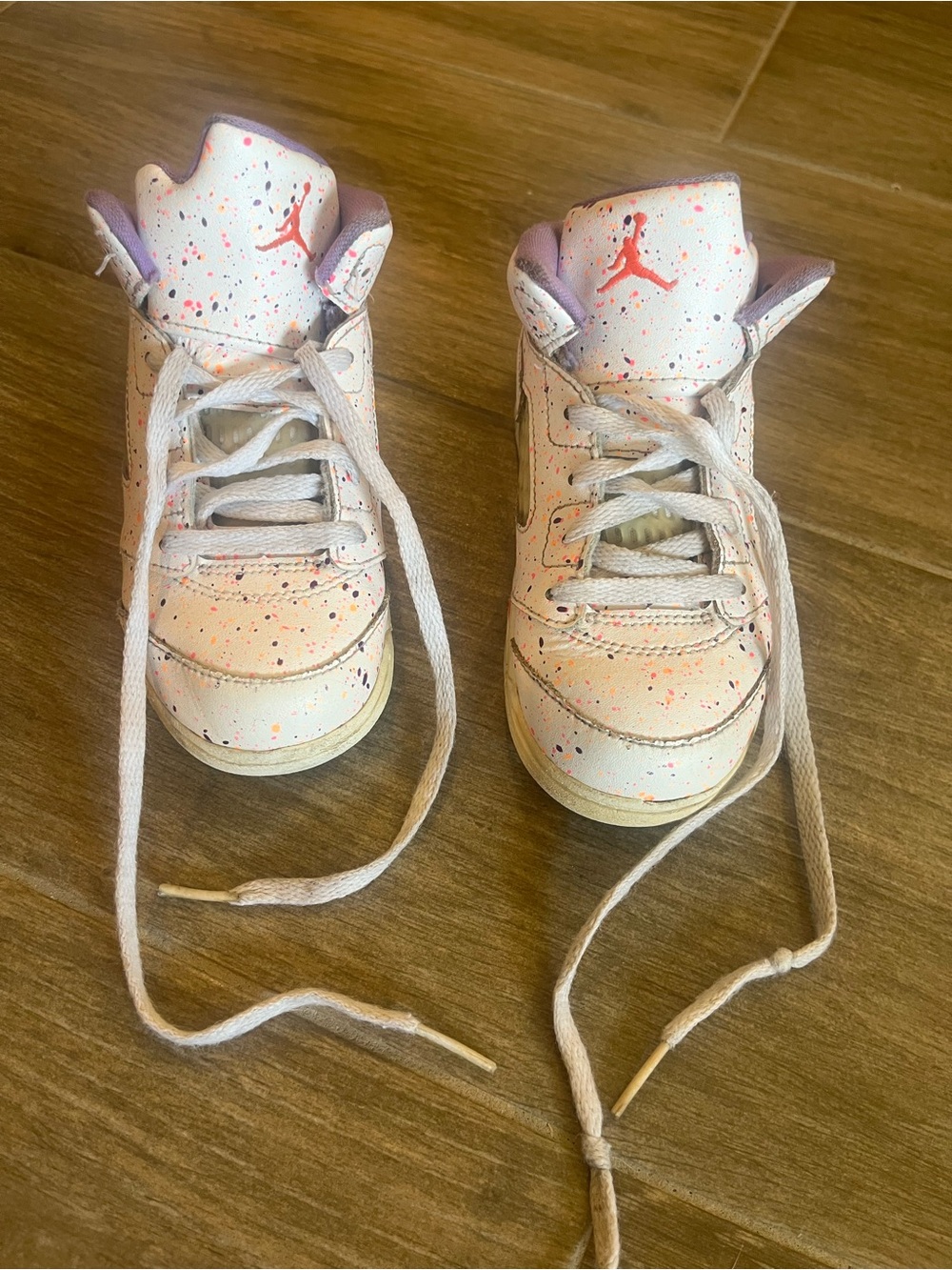 Jordan Toddler White High-Top Sneakers with Pink Speckle